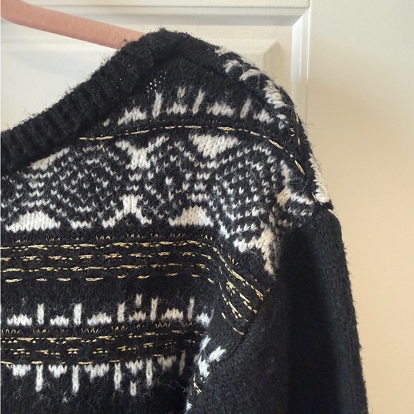 Sam Edelman Black and White Patterned Women's Sweater - Cozy Fair Isle Knit - Picture 3 of 7